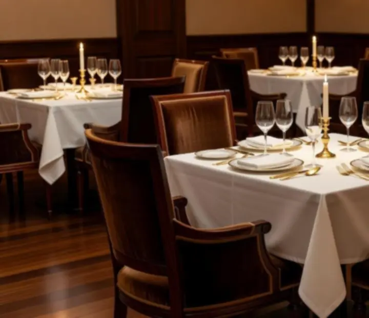 Sala de jantar de luxo preparada para um jantar exclusivo na Tasca Enaipes
